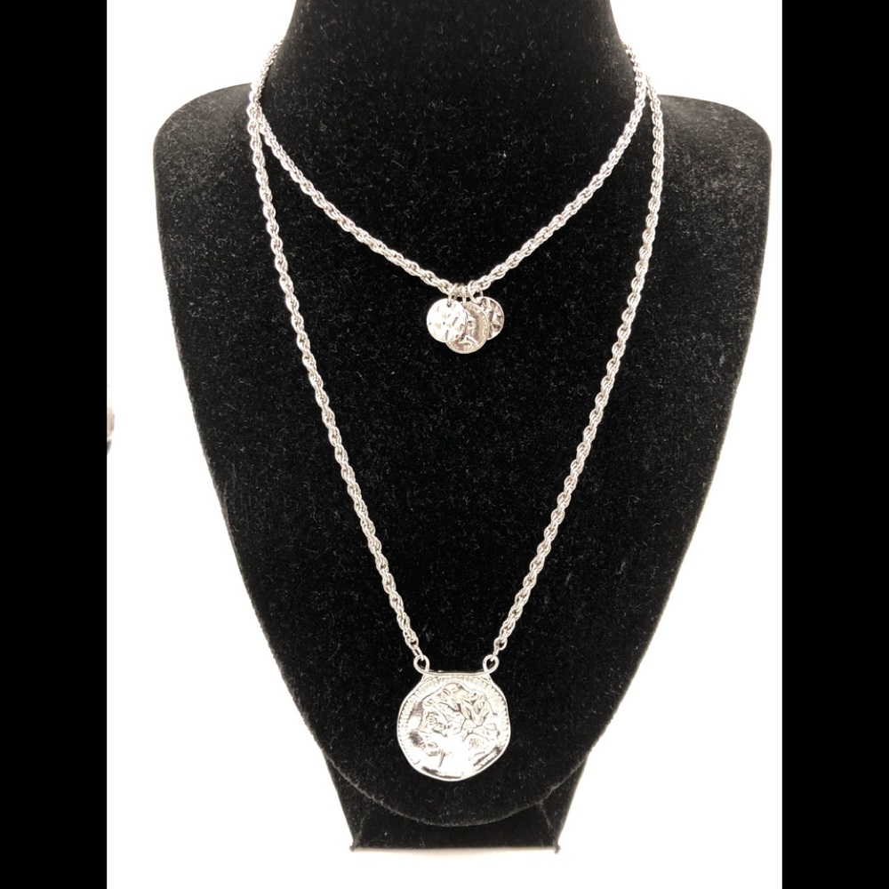 Silver Layered Coin Necklace